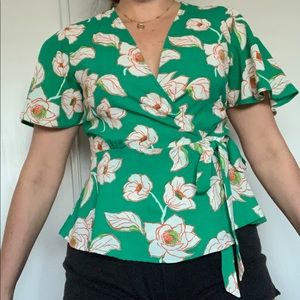 Floral wrap peplum top